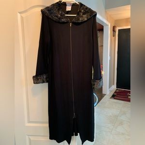 JOSEPH RIBKOFF Long Coat with Faux Fur Trim